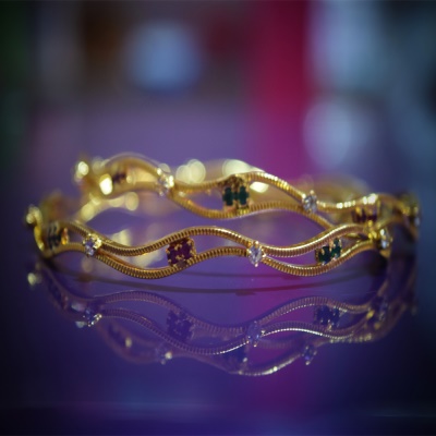 SG Gold Plated Stone Bangle set For Her